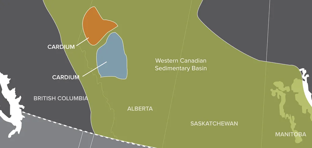 Map highlighting the Canadian provinces of British Columbia, Alberta, and Saskatchewan with labeled boundaries.