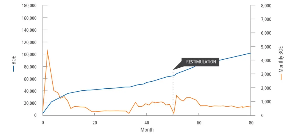 Line graph showing two data trends over 12 months, with one line increasing steadily and the other fluctuating and declining, highlighting a peak labeled "NET REVENUE."