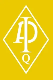 Logo featuring the white letters "APQ" arranged vertically within a white diamond outline on a yellow background.