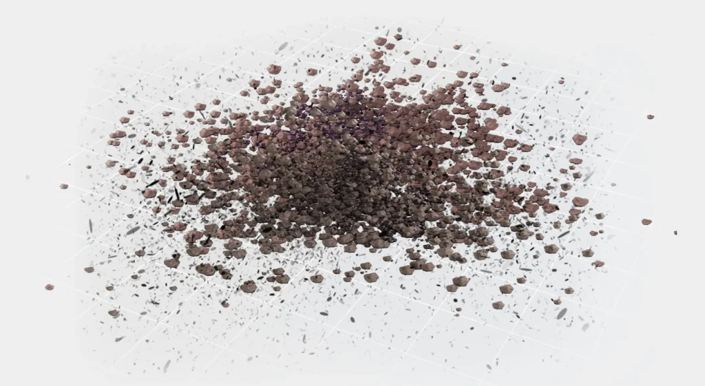Close-up of a small pile of dark red-brown crushed spices scattered on a white surface.