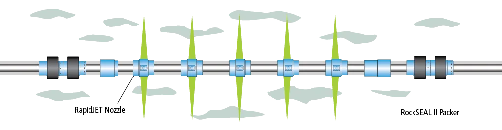 Illustration of a wind-powered underwater turbine system with multiple green blades submerged beneath water, generating renewable energy.