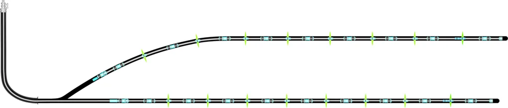 Alt text: A black and white L-shaped pipe or rod with two bends, set against a plain white background.