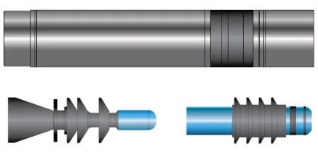 Alt text: "Illustration showing a disassembled metal flashlight with its body, bulb, and battery components separated."